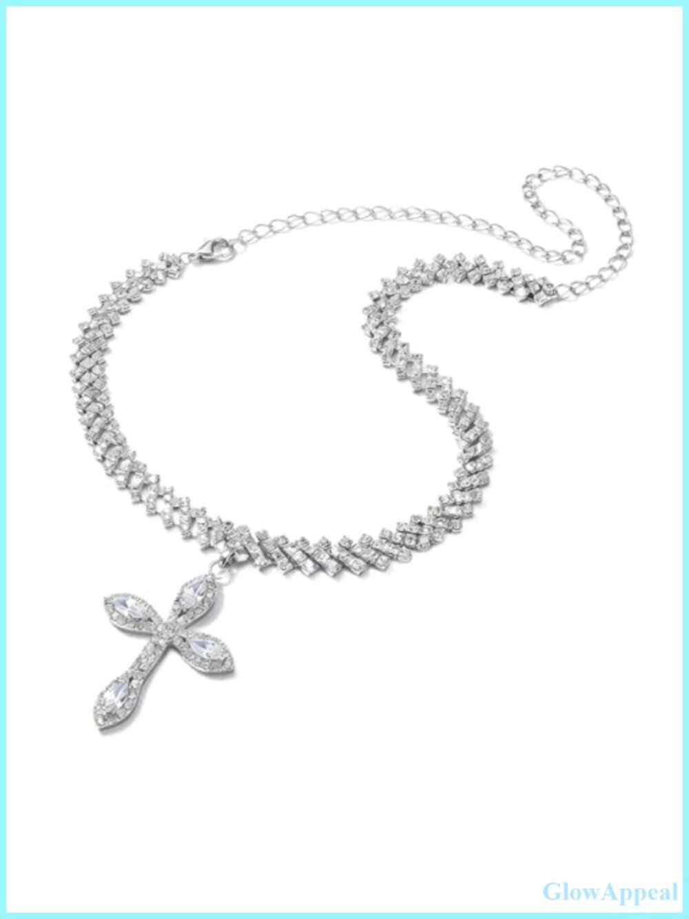 Iced Out Cross Necklace Cuban Link Chain Rhinestone Pendant